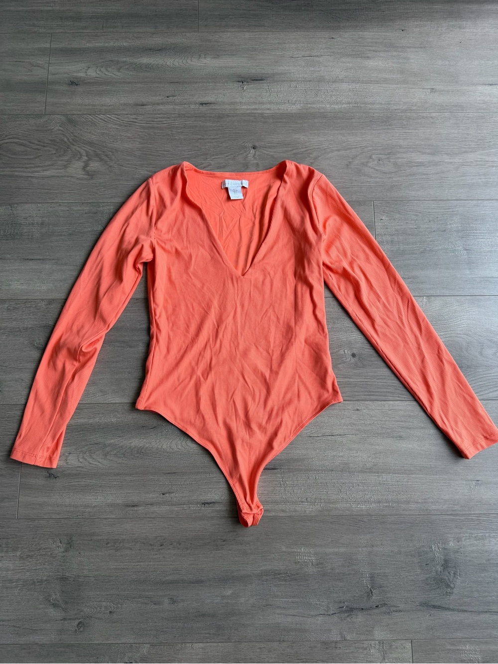 Orange (Creamsicle color) Long Sleeve V-Neck Bodysuit - size small